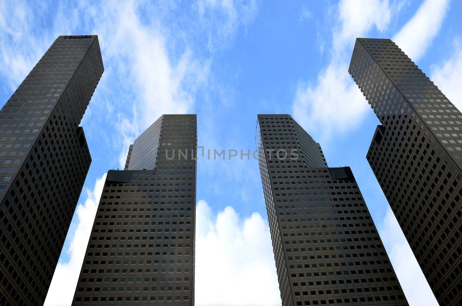 office building in business center with nice sky