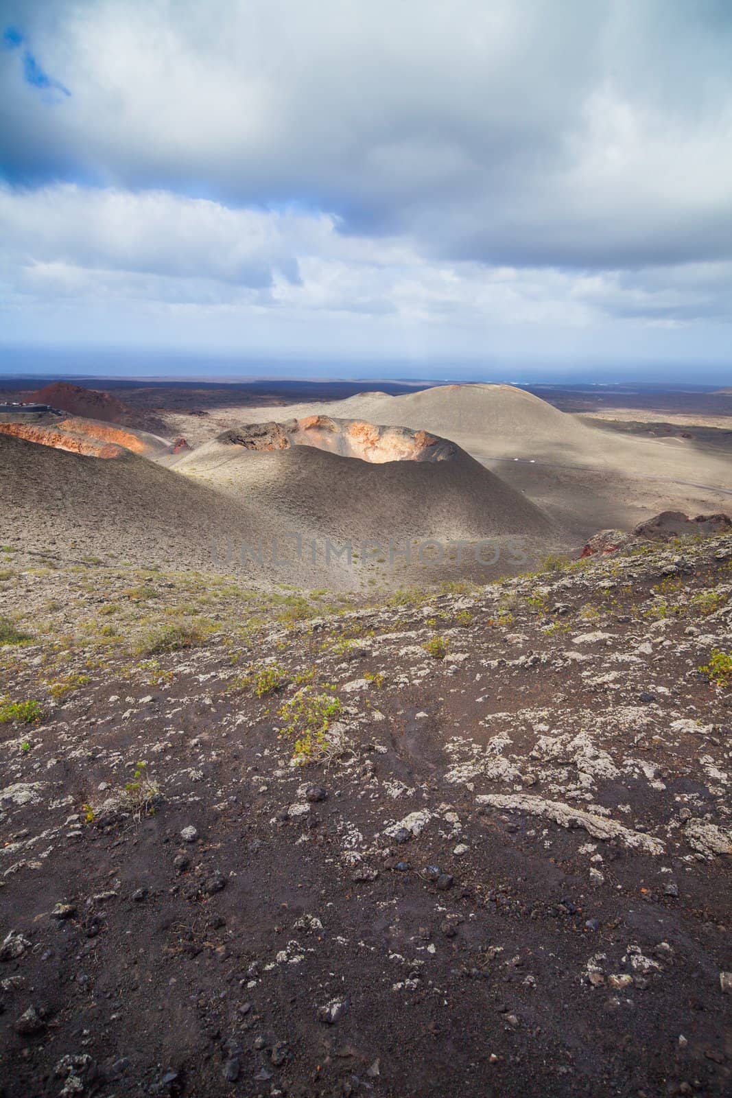 Mountains of fire,Timanfaya National Park in Lanzarote Island. Vertical view