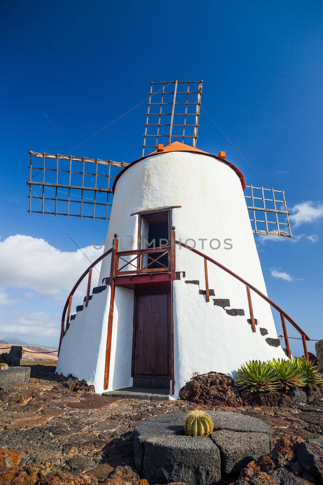 Typical beautiful windmill, Lanzarote, Canary islands, Spain