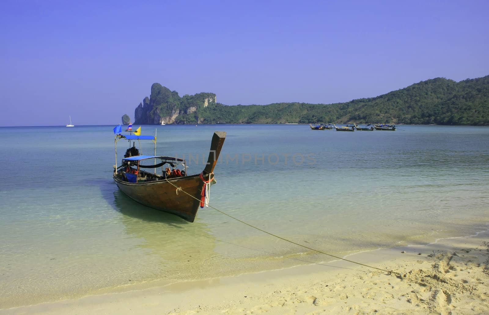 Longtail boat at the beach, Phi Phi Don island, Thailand