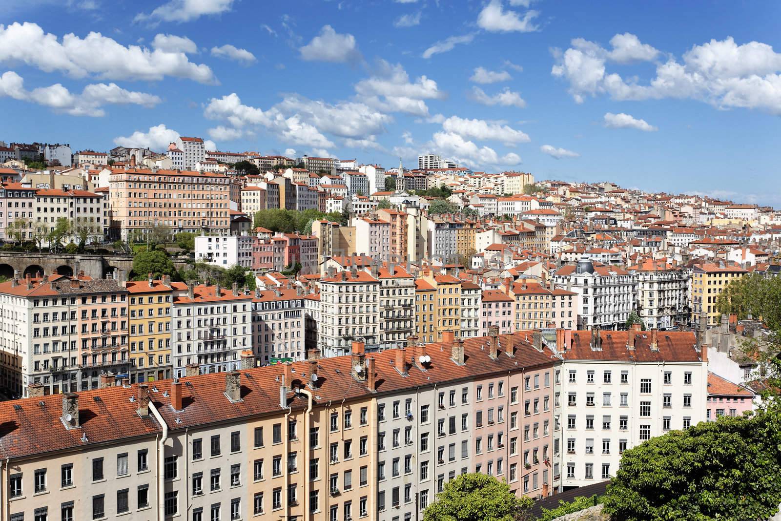 colored Lyon district in summer