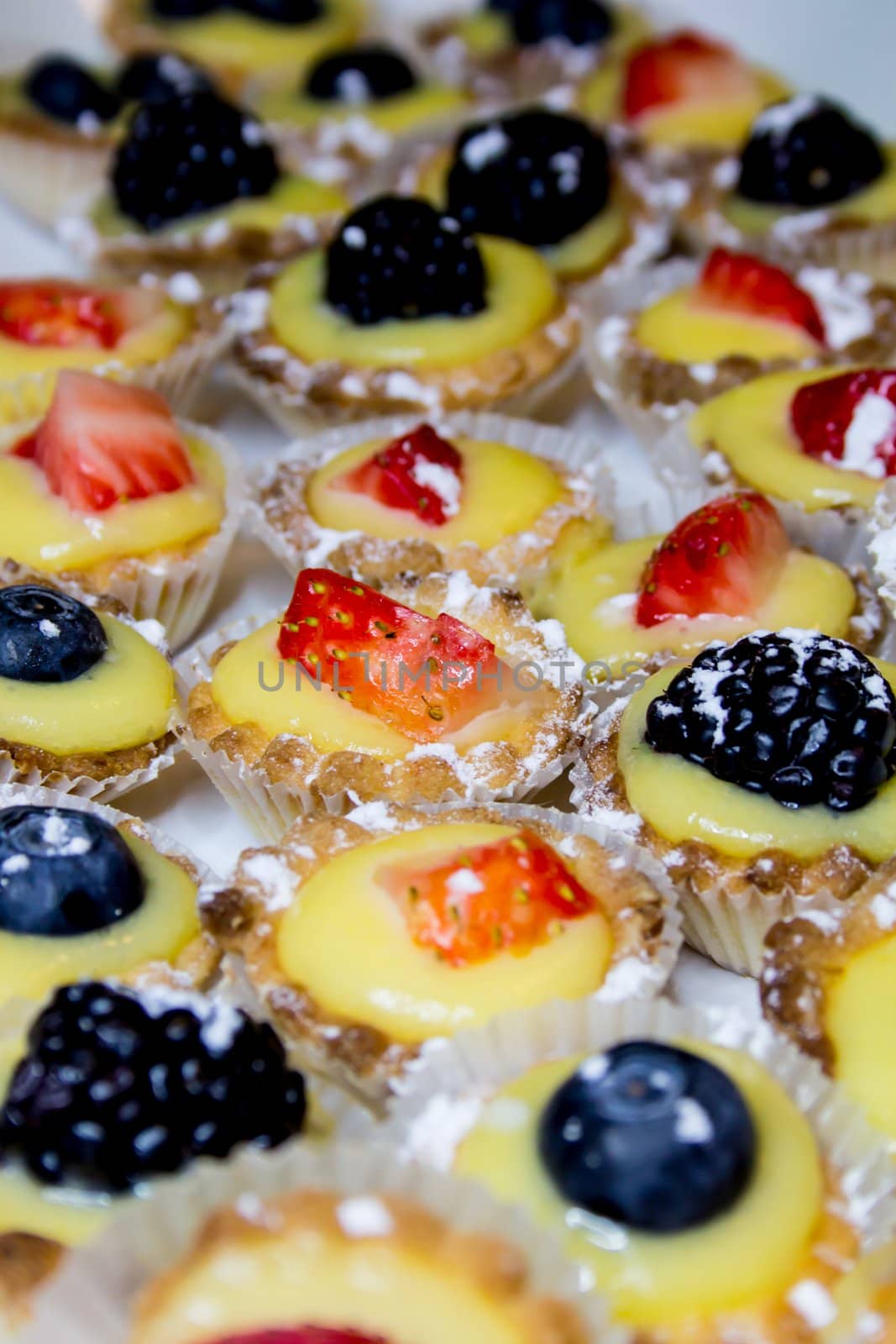 Pastries with fruits and cream