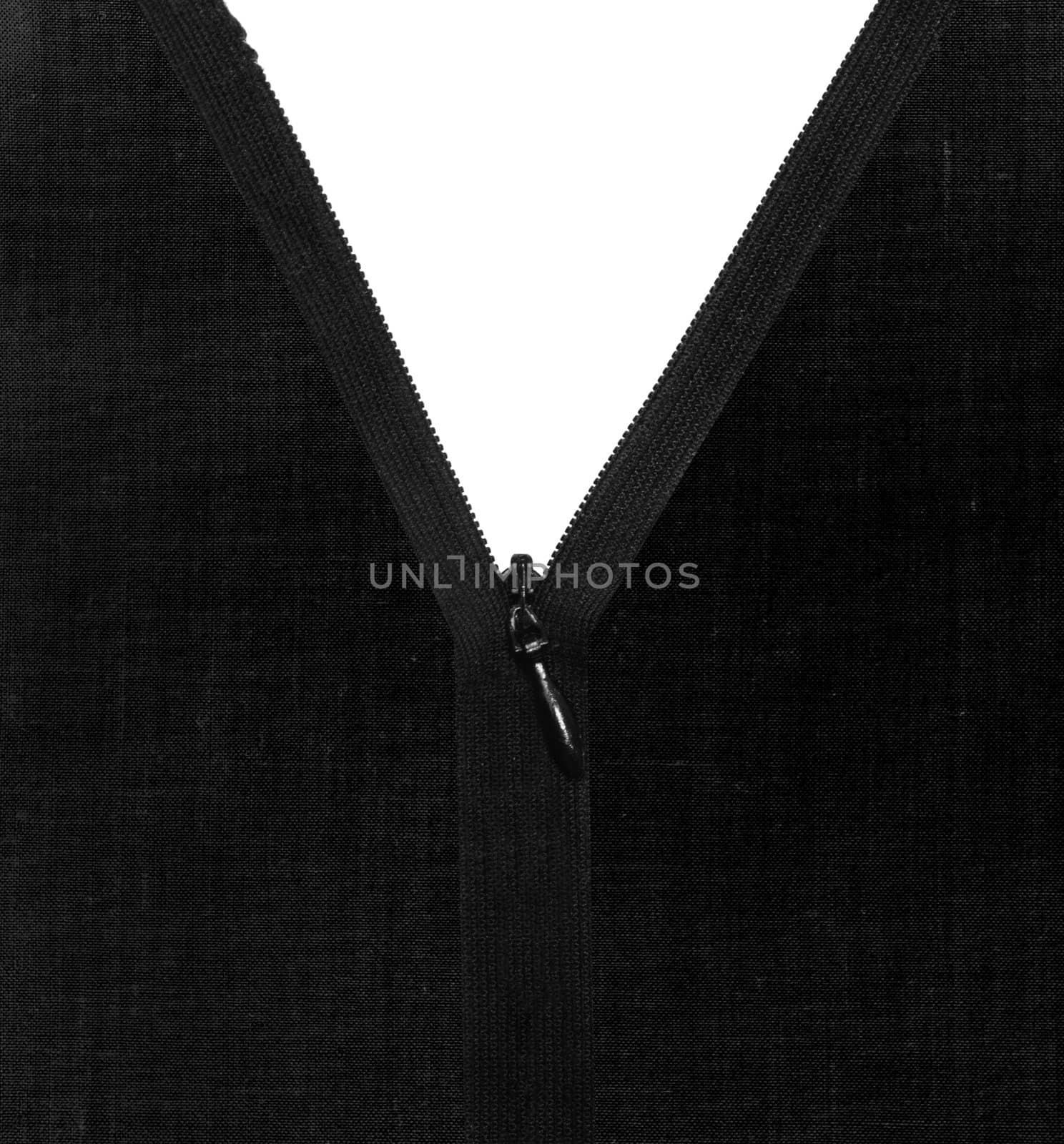  Zipper Unzipping from Black Isolated with a White Background