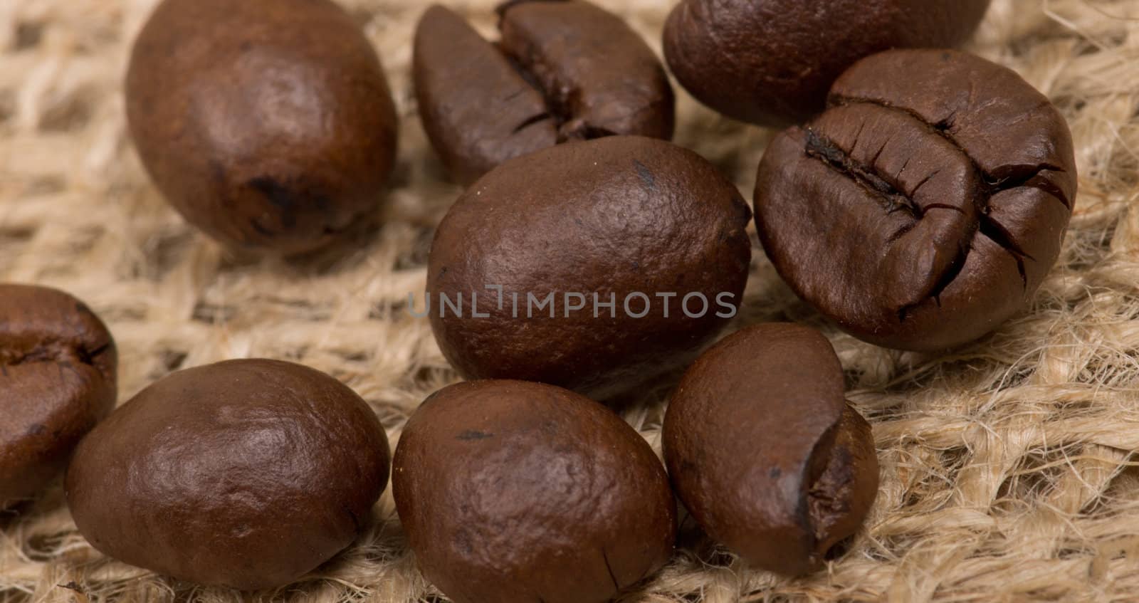 Coffee beans on sack(burlap)