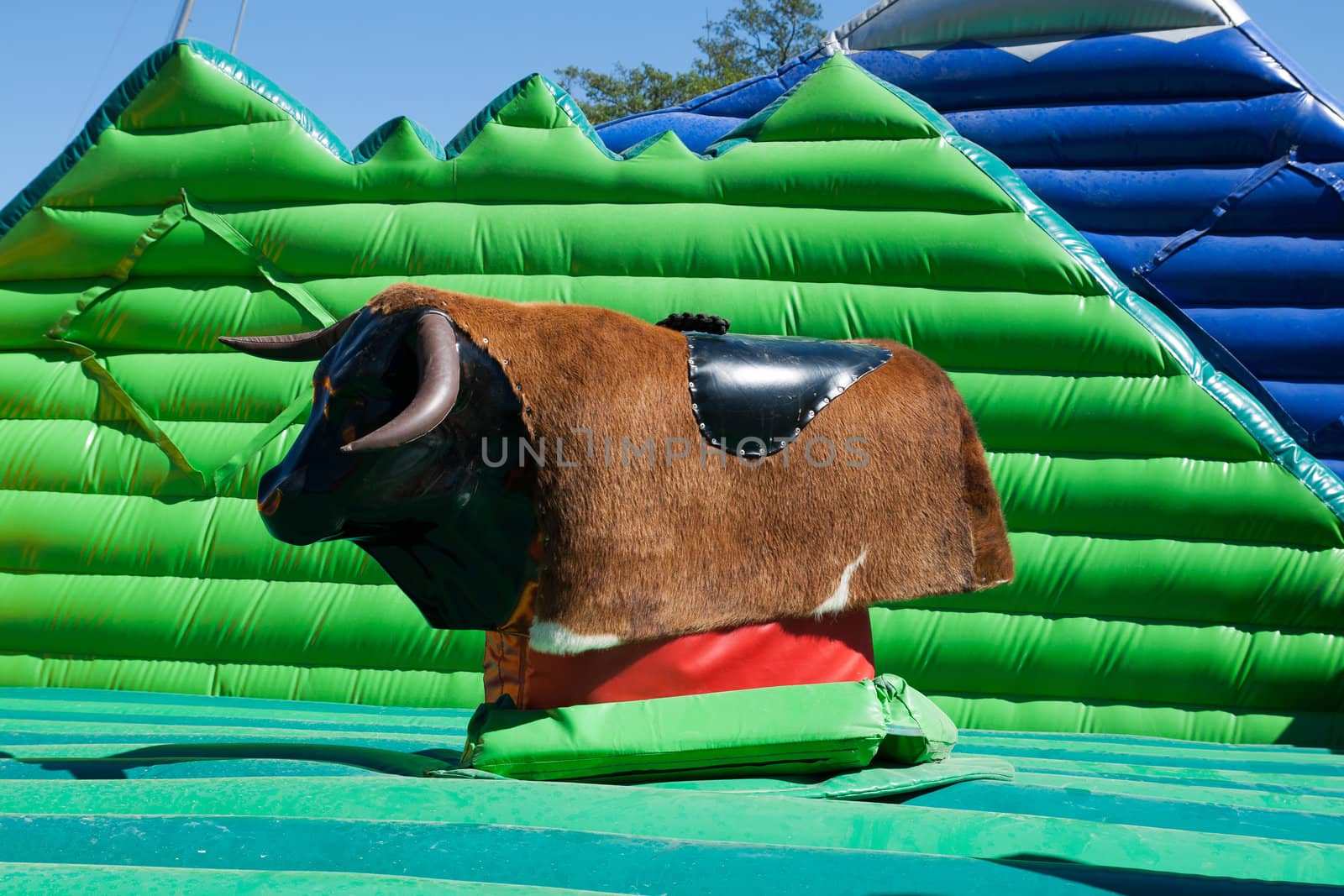 empty a mechanical bull in city amusement park