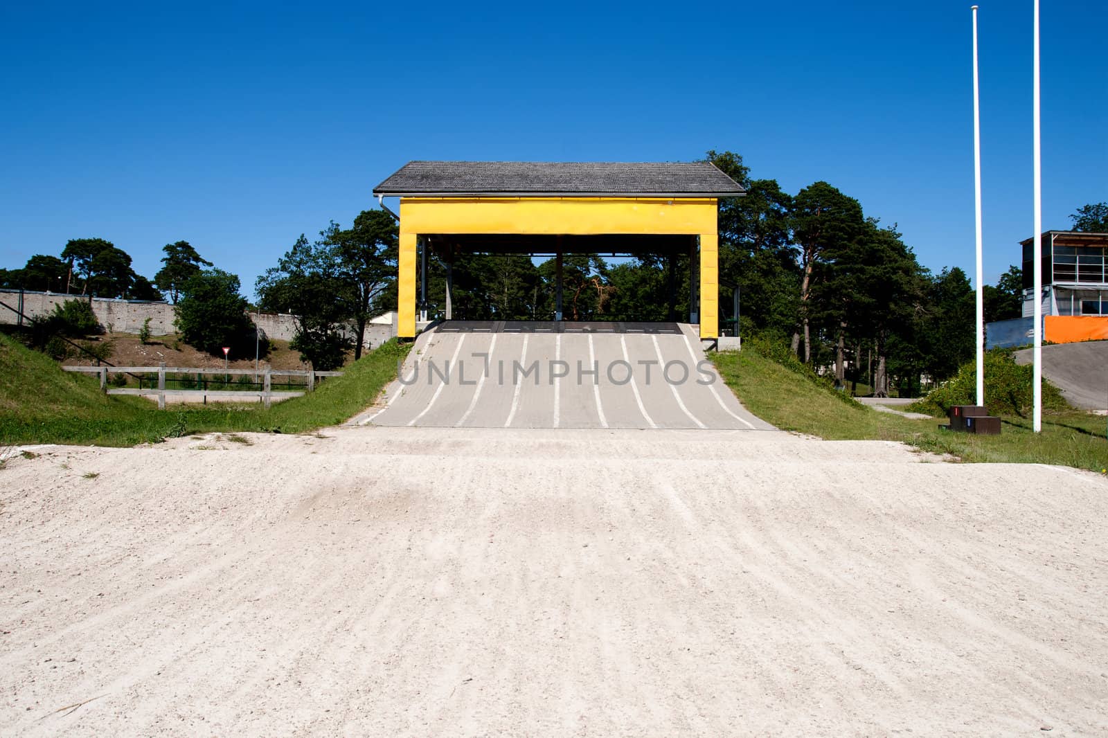 View of a BMX track starting place
