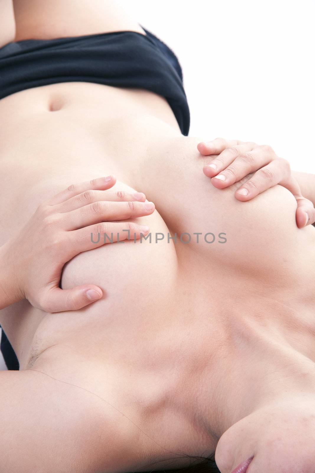 Sexy Model Holding Breast With Hands