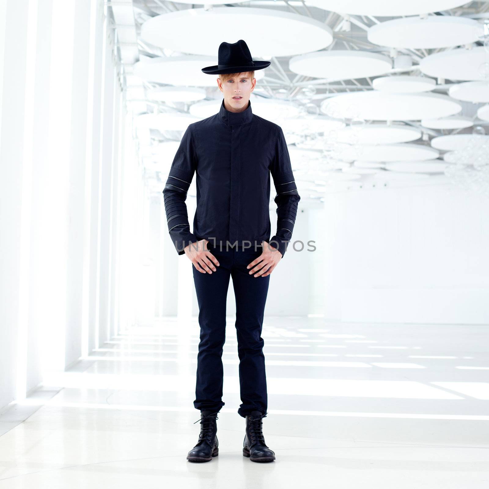 black far west modern fashion man with hat by lunamarina