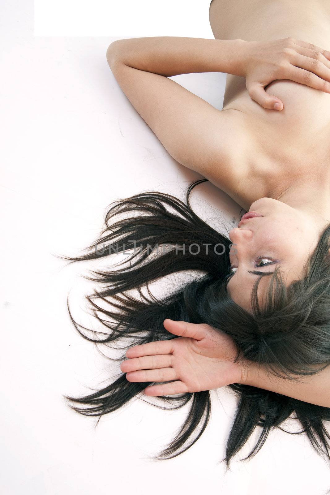 Sexy Model Holding Breast With Hands