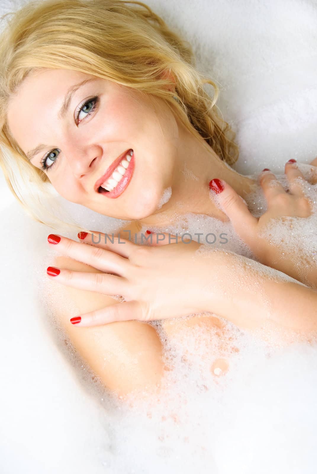 beautiful woman taking a bath by lanak