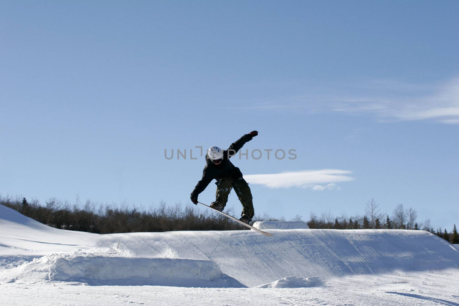 Snowboarder in action