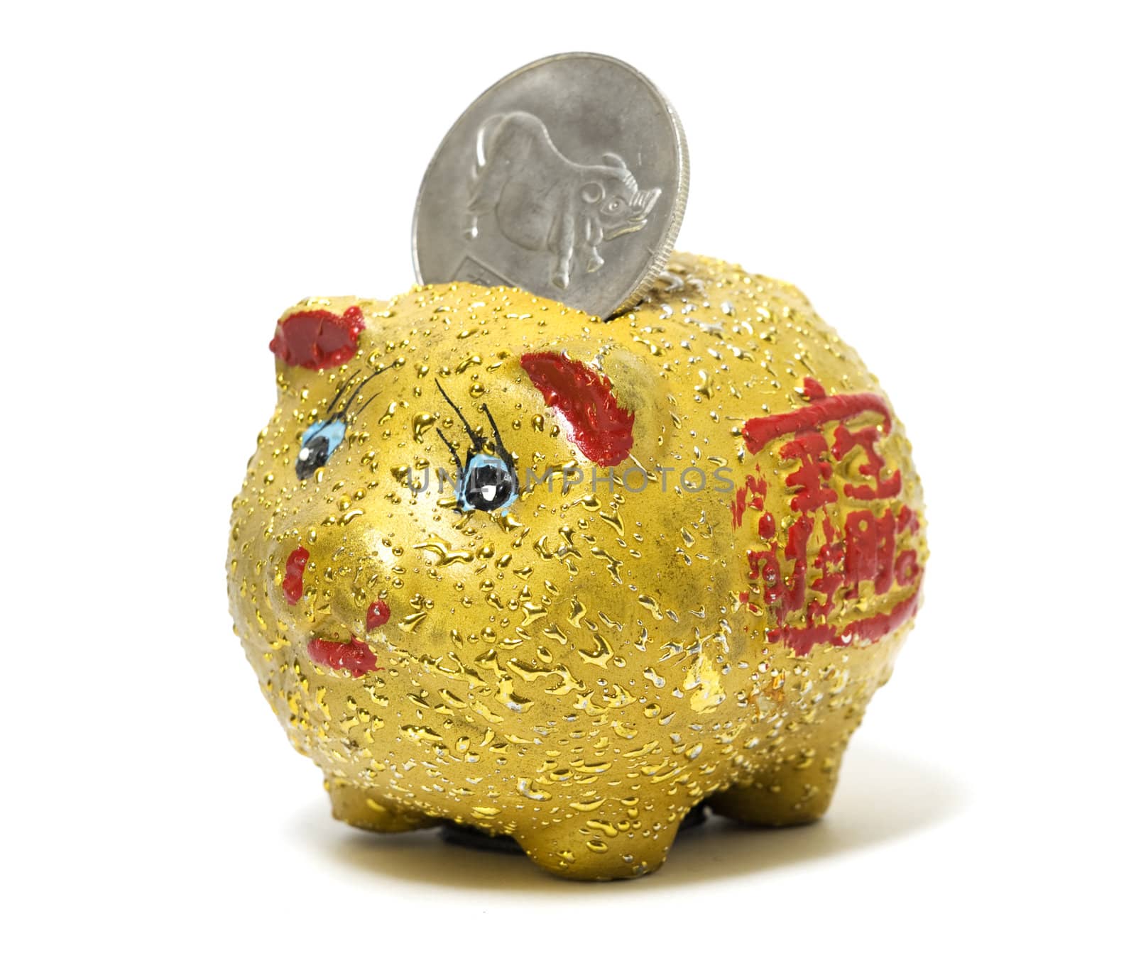 Funny yellow piggy bank by Bedolaga