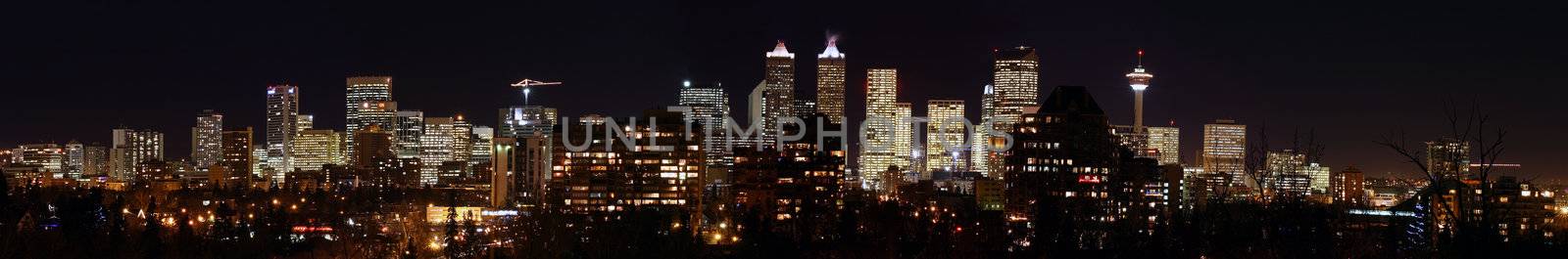 Panoramic image of Calgary
 Canada  by night