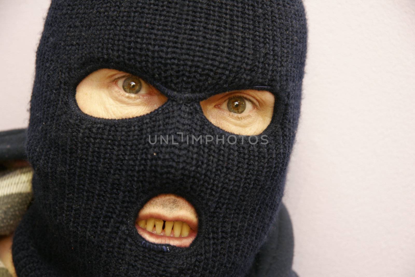 Masked man in anger