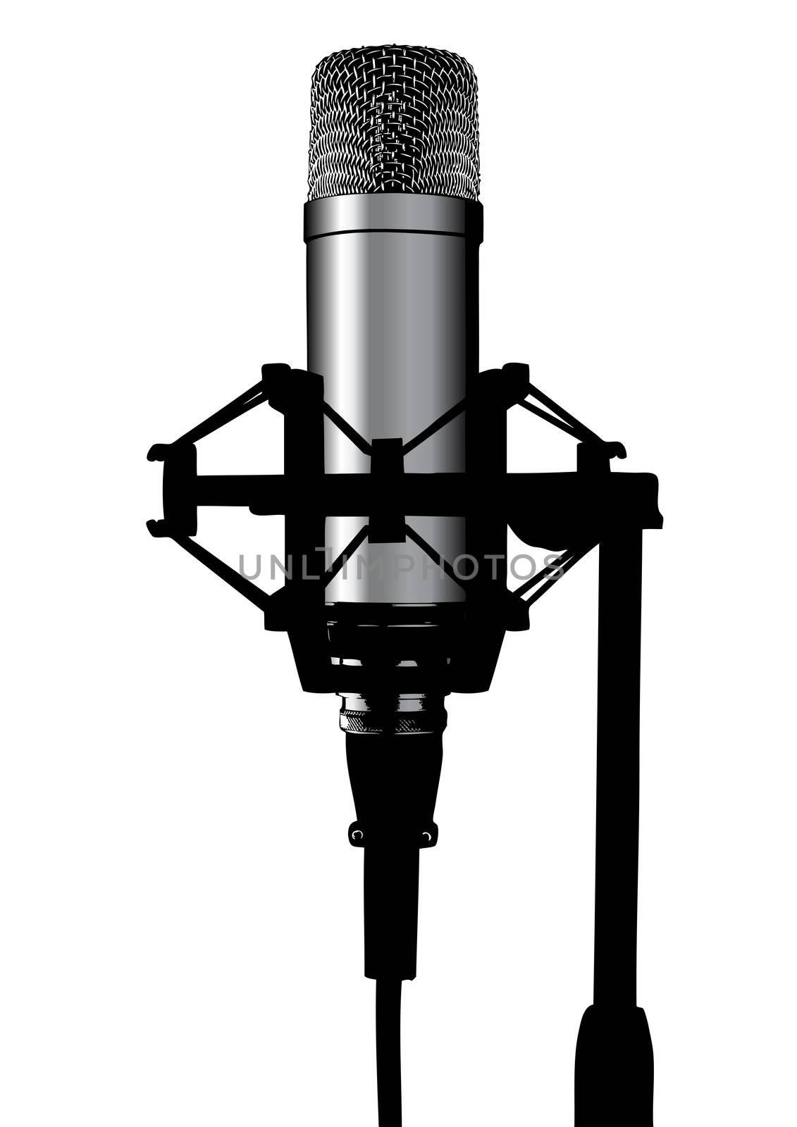 Illustration of a studio professional microphone; silhouette style