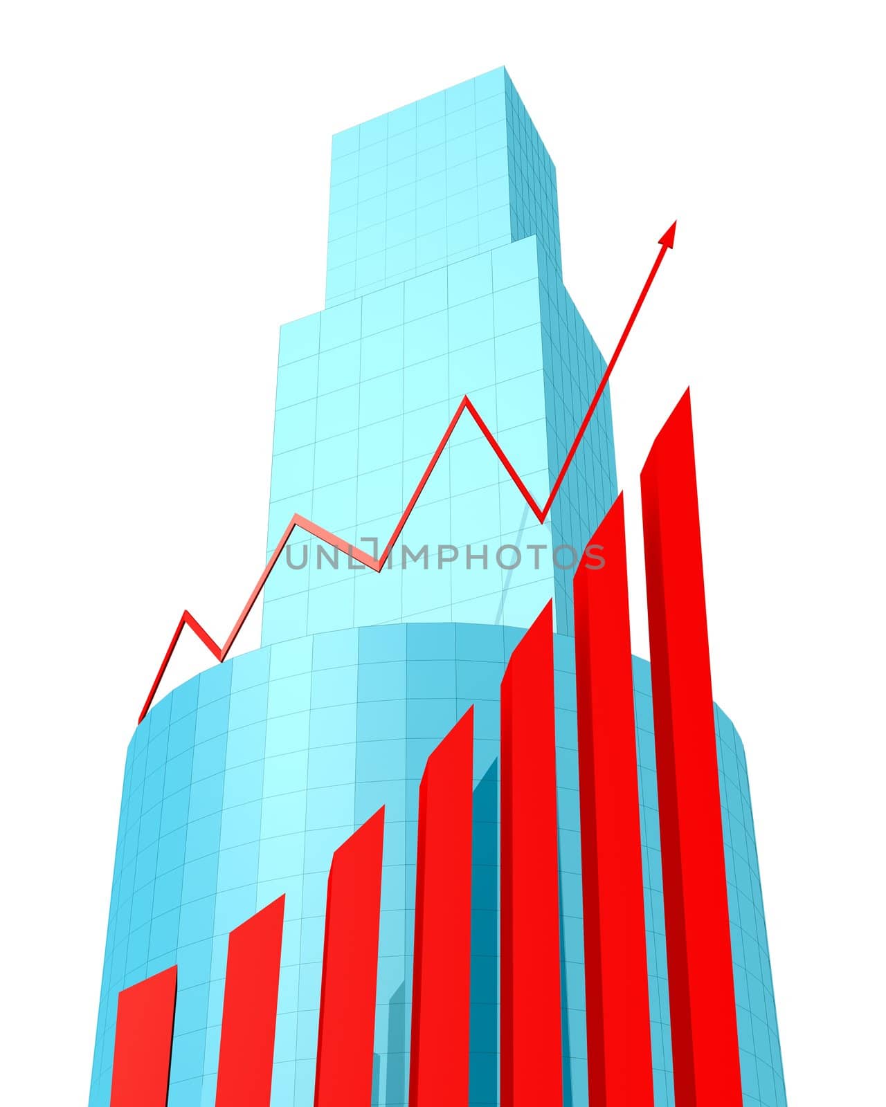 Business Buildings and arrow chart