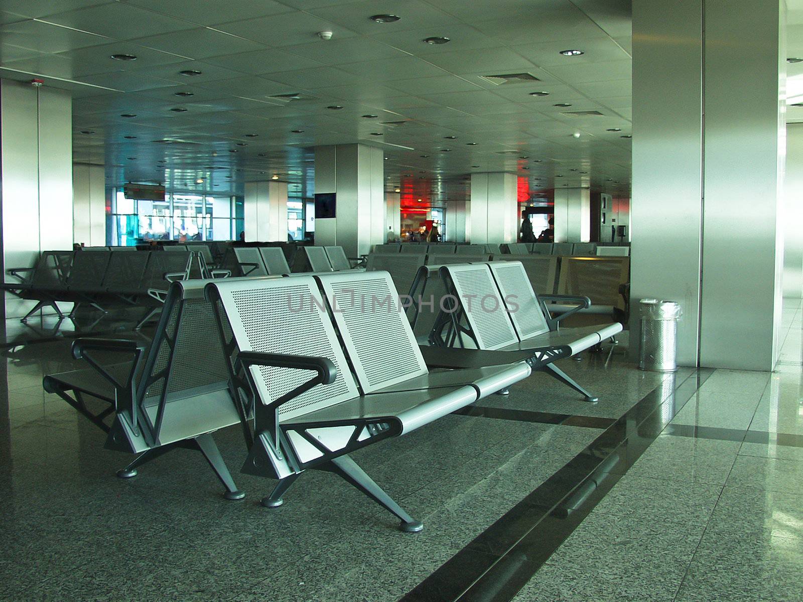 Rows of seats in airport lounge