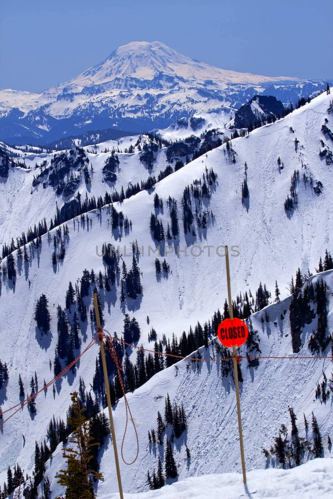 Back Country Snowy Mount Saint Adams Ridge Lines Closed Sign by bill_perry