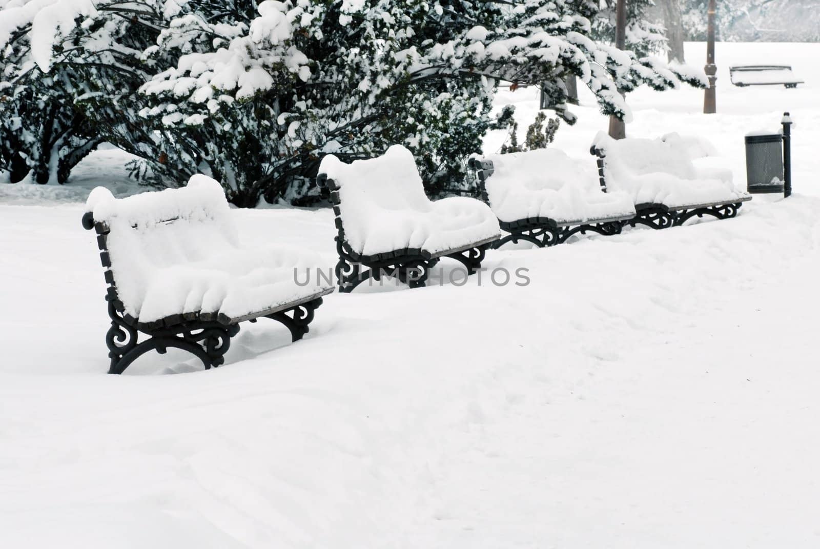 Bench at snow by simply