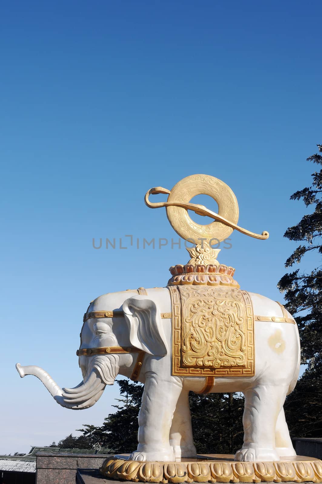 White elephant statue in a Buddhist temple in Sichuan, China