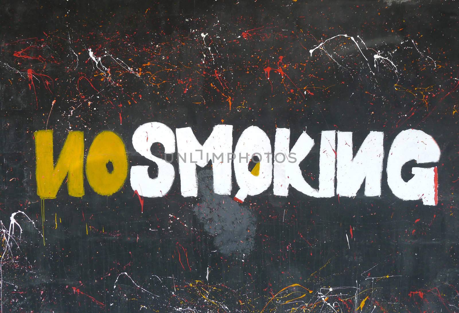 No smoking warning on black background