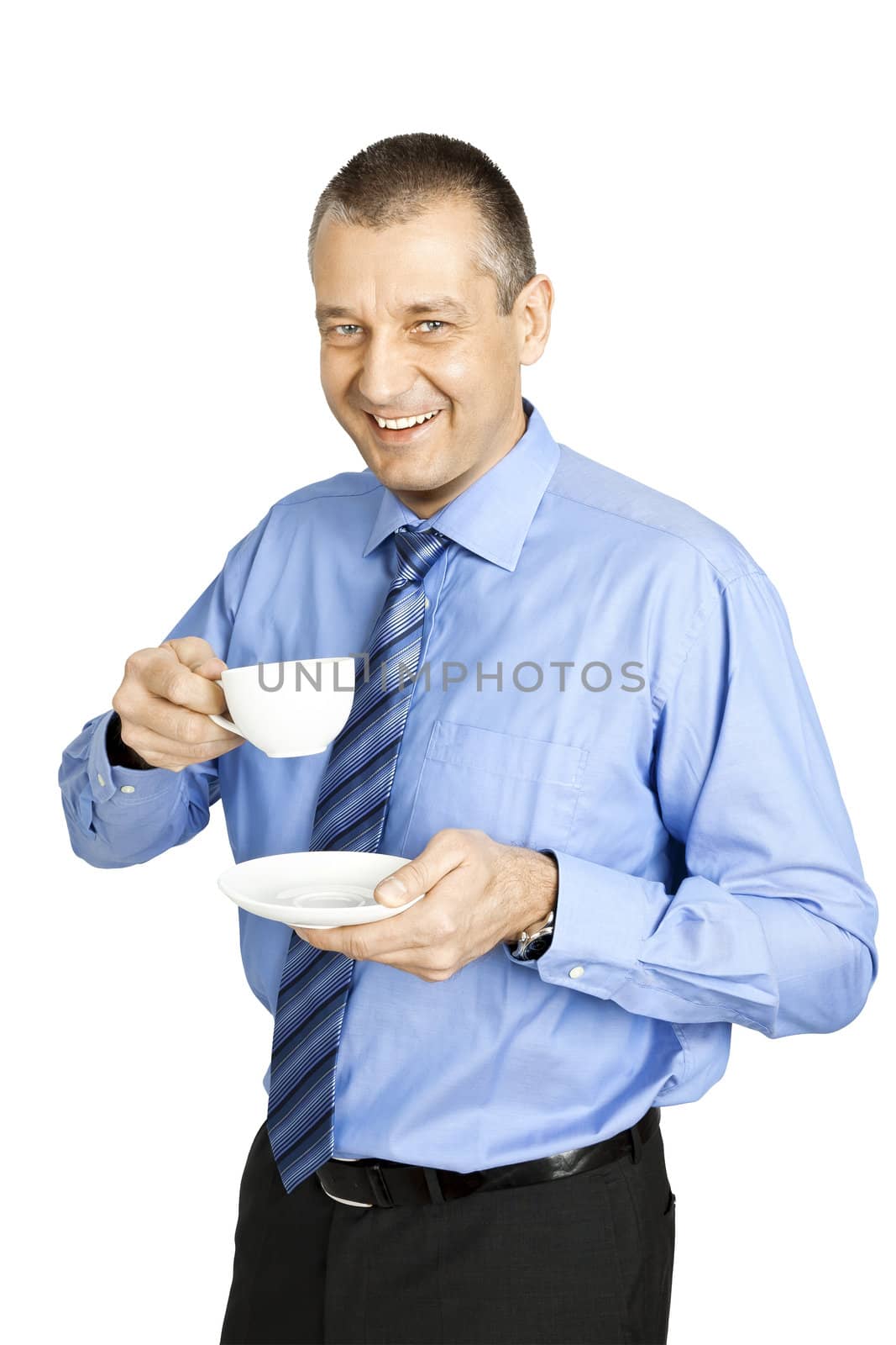 An image of a handsome business man coffee break