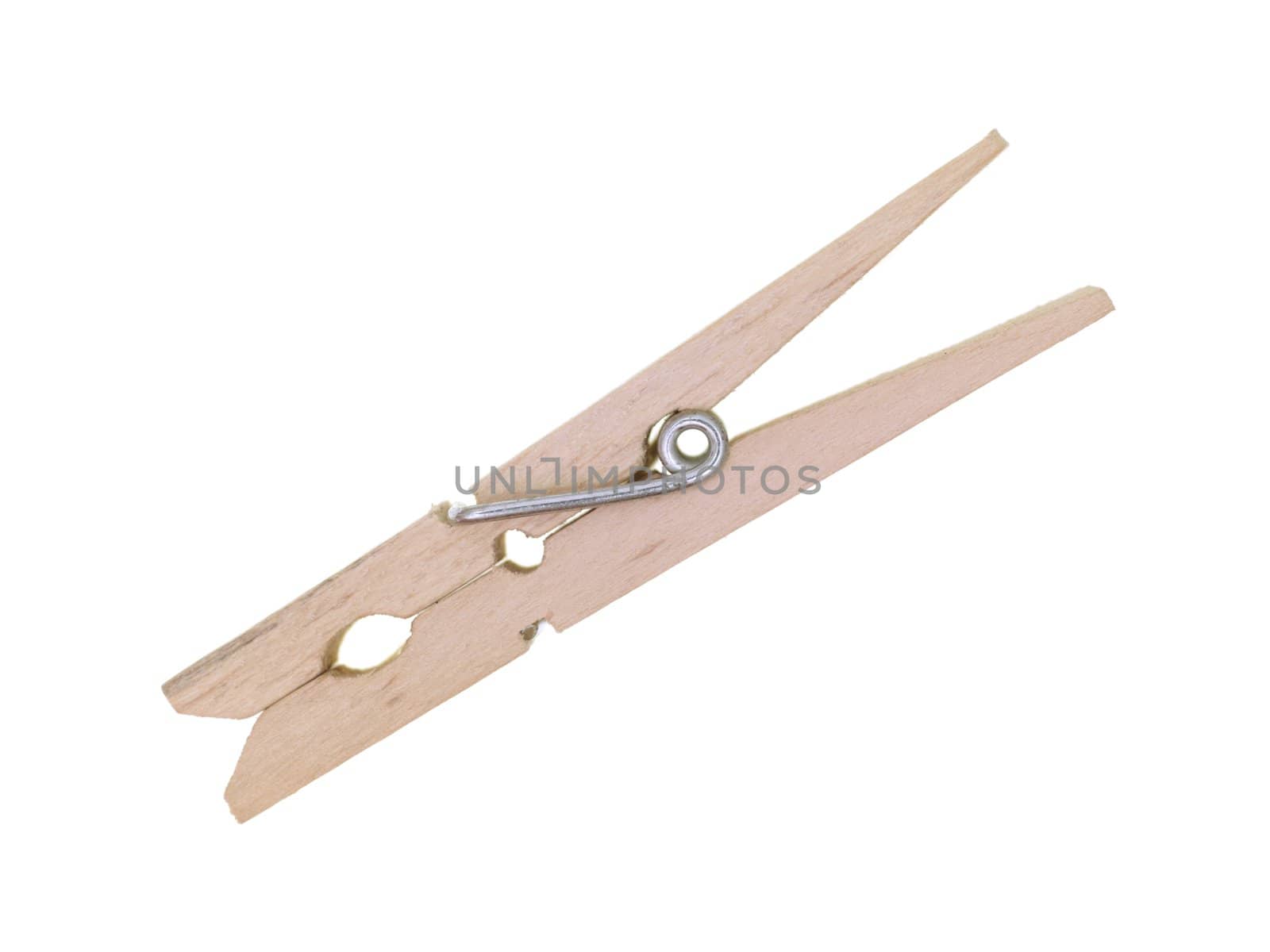 A wooden peg isolated against a white background