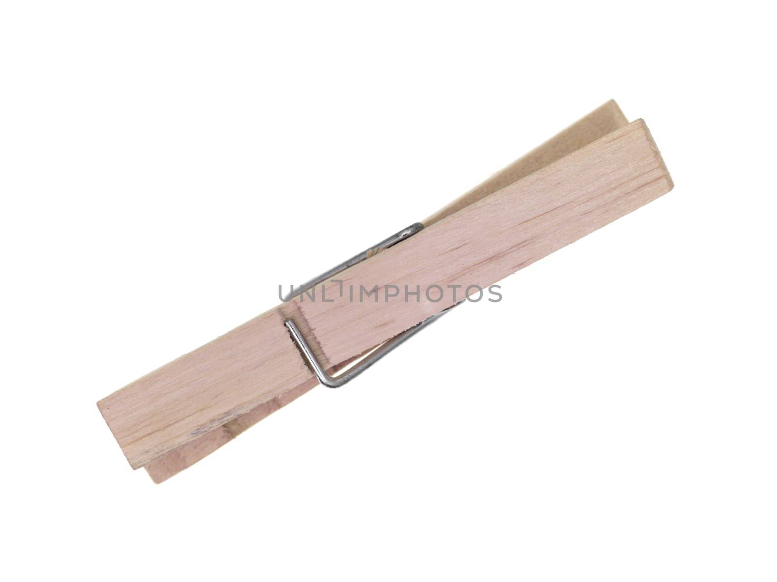 A wooden peg isolated against a white background