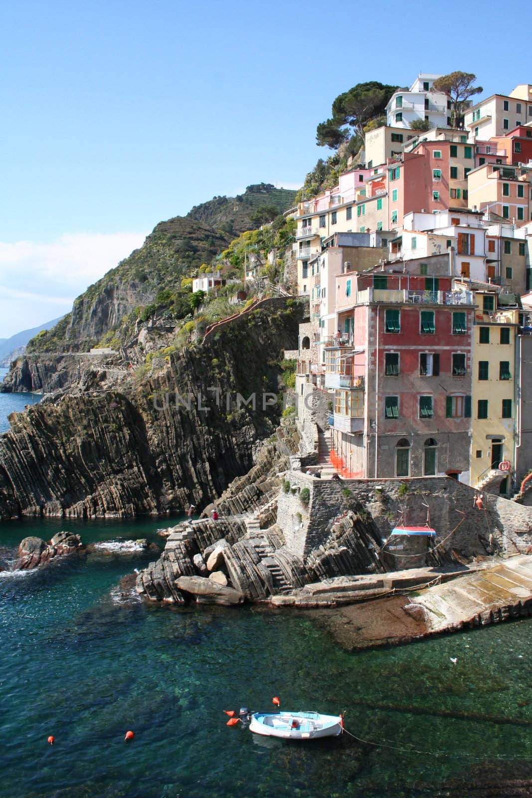 Italy. Cinque Terre. Colorful houses of Riomaggiore village 
