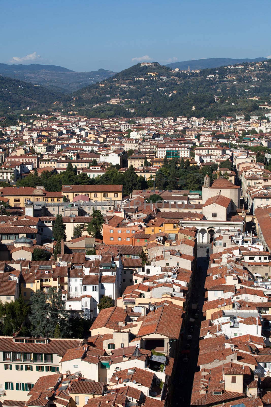 Florence - the view on Santissima Annunziata from the dome Duomo