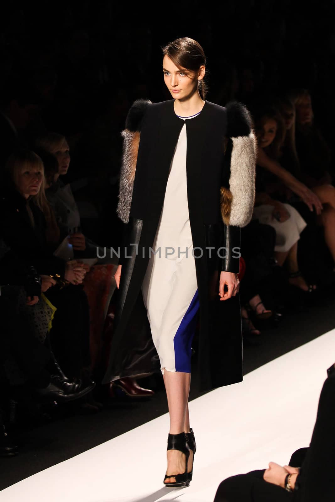 NEW YORK - FEBRUARY 09: Model walks the runway for the BCBGMAXAZRIA collections Mercedes-Benz Fashion Week at Lincoln Centre on February 09, 2012 in New York.
