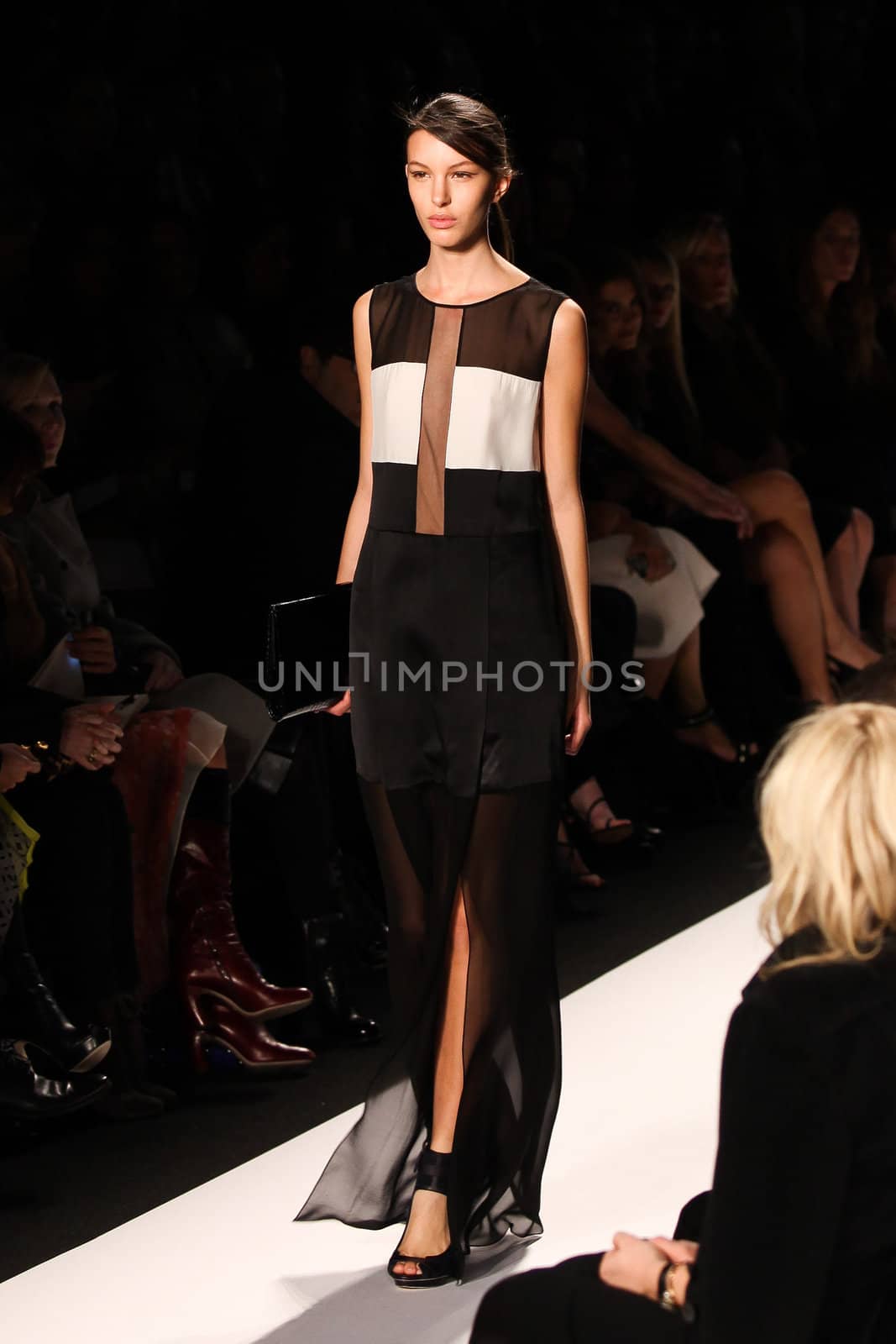 NEW YORK - FEBRUARY 09: Model walks the runway for the BCBGMAXAZRIA collections Mercedes-Benz Fashion Week at Lincoln Centre on February 09, 2012 in New York.