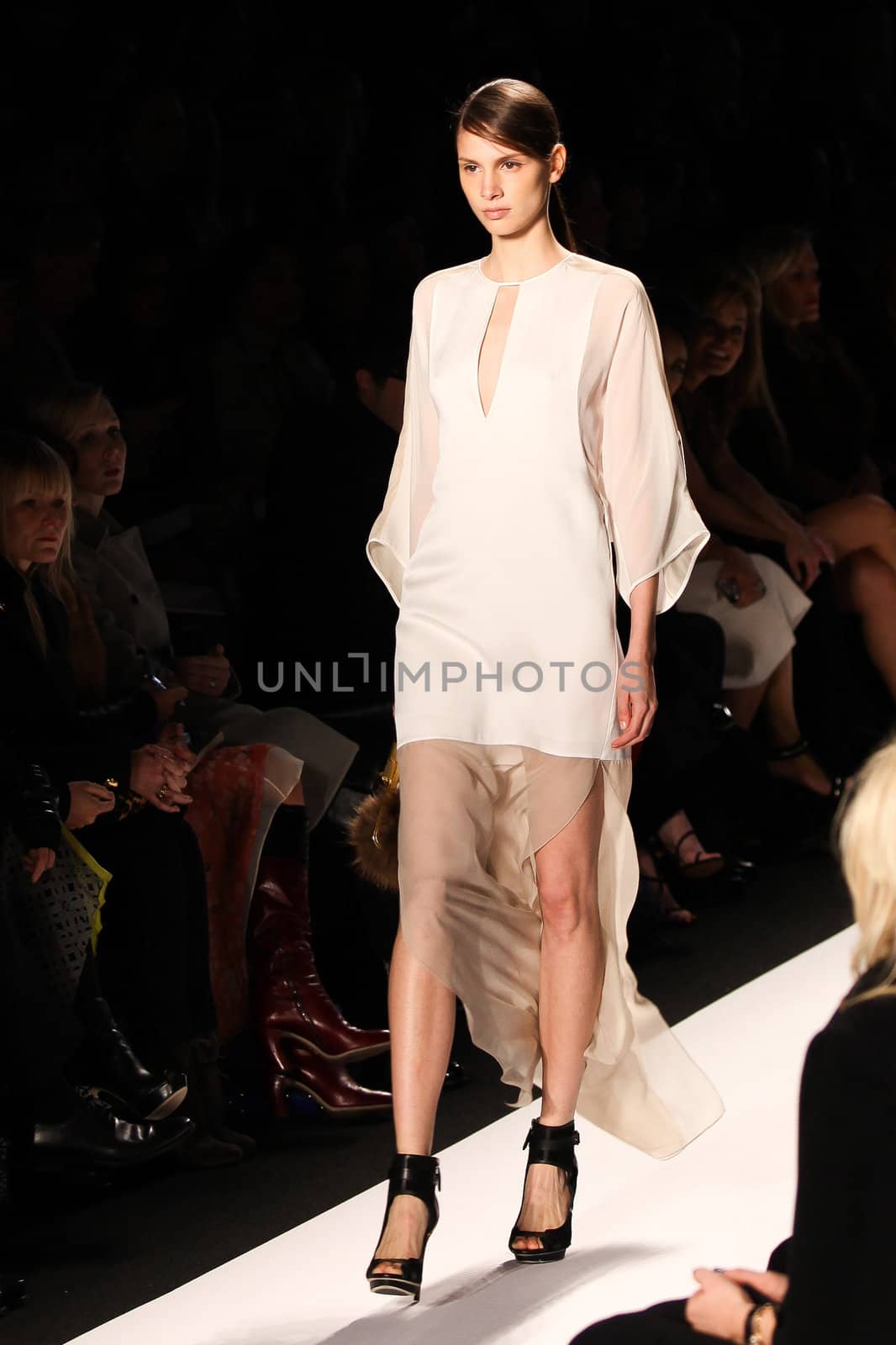 NEW YORK - FEBRUARY 09: Model walks the runway for the BCBGMAXAZRIA collections Mercedes-Benz Fashion Week at Lincoln Centre on February 09, 2012 in New York.