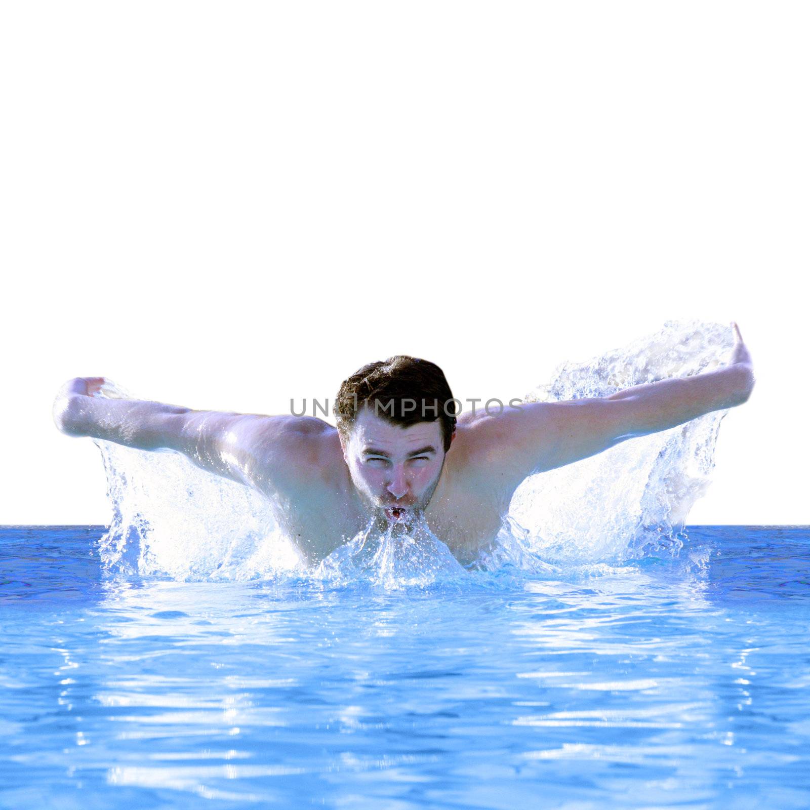 man swimming butterfly  by photochecker