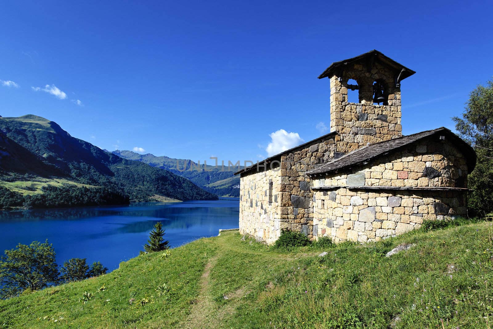 little chapel in alpine mountain in France 