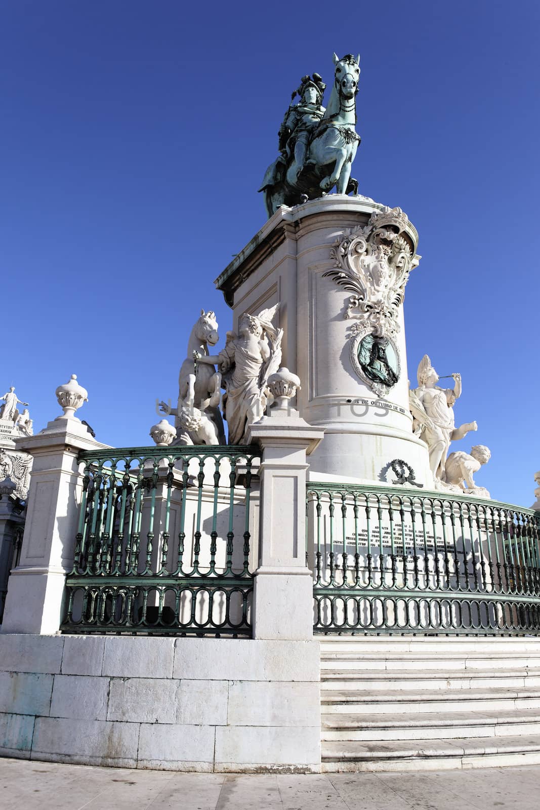 famous statue of commerce square in Lisbon, Portugal