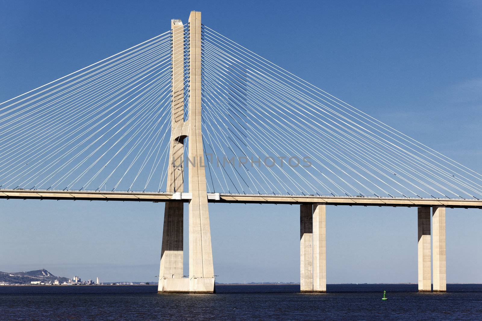 The big Vasco da Gama bridge in Lisbon, Portugal 