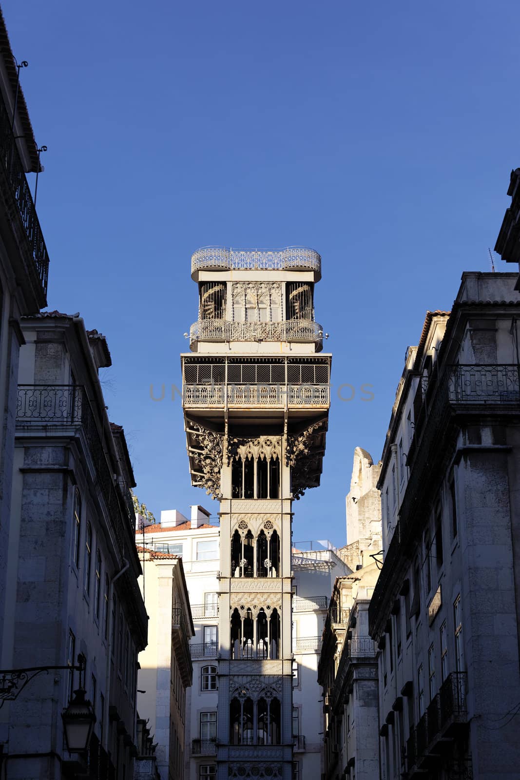 famous Santa Justa Elevator, Lisbon, Portugal