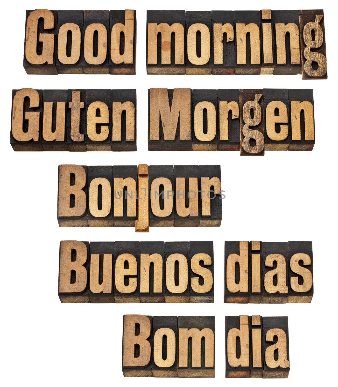 Good morning in five languages by PixelsAway