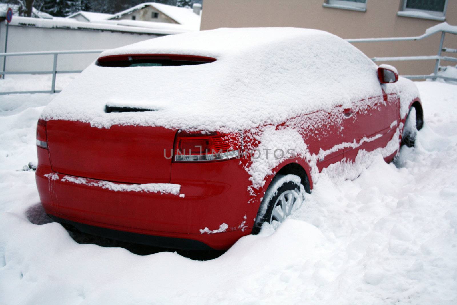 red car covered  by photochecker