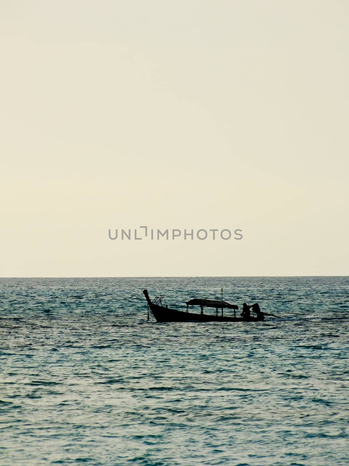 silhouette local fishing boat in Andaman sea, Thailand