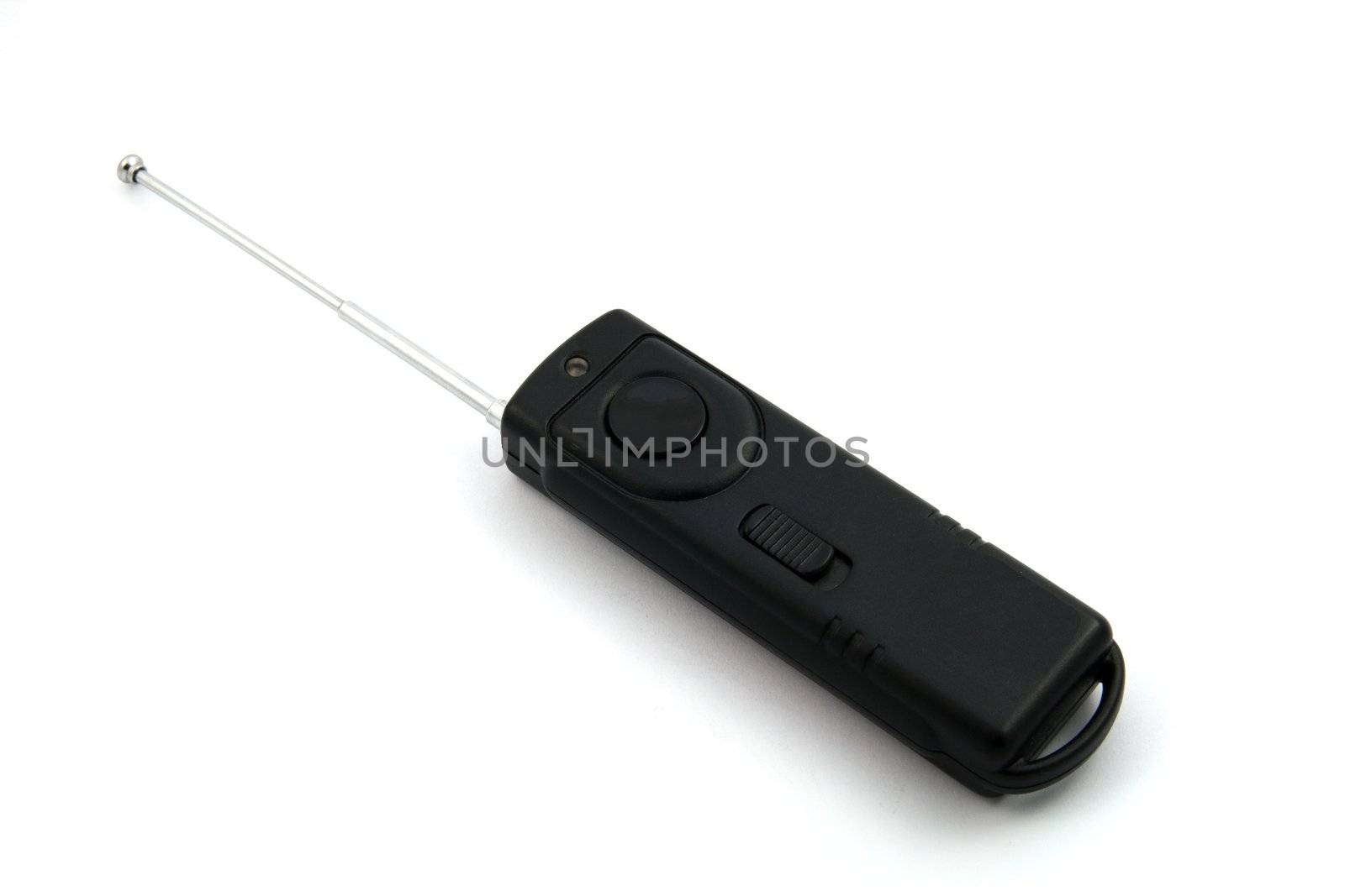 Remote control with antenna on white background