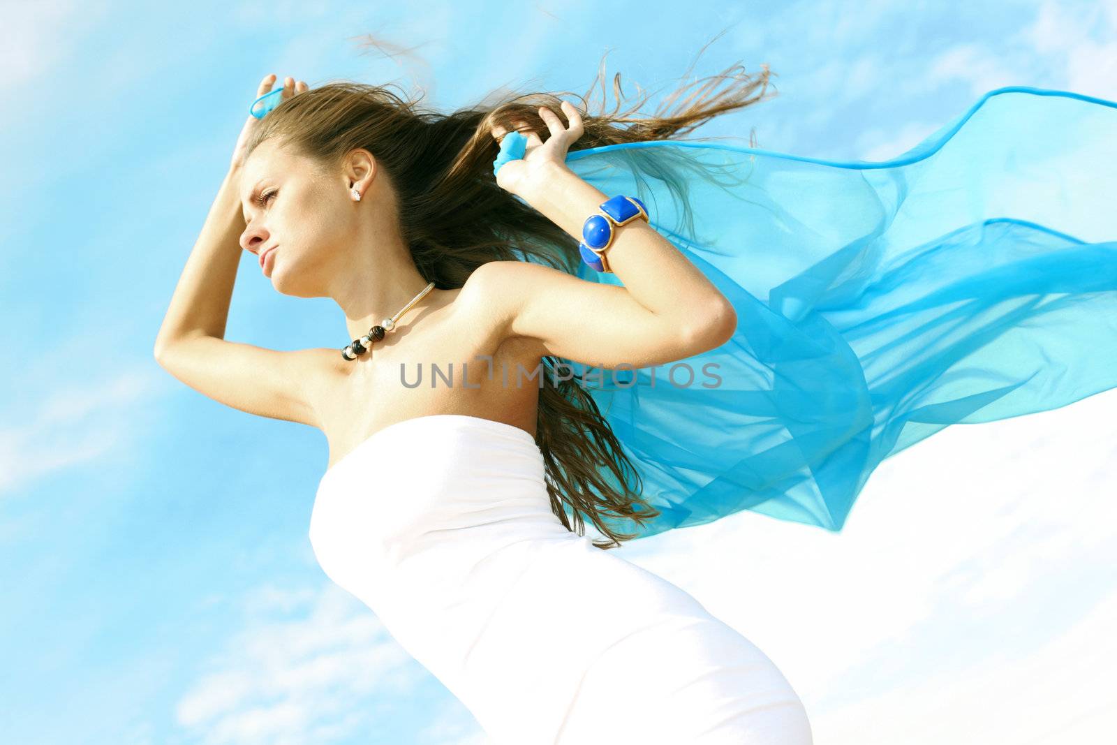 fly girl in the sky freedom concept