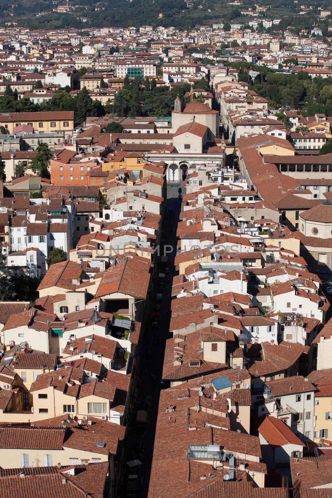 Florence - the view on Santissima Annunziata from the dome Duomo