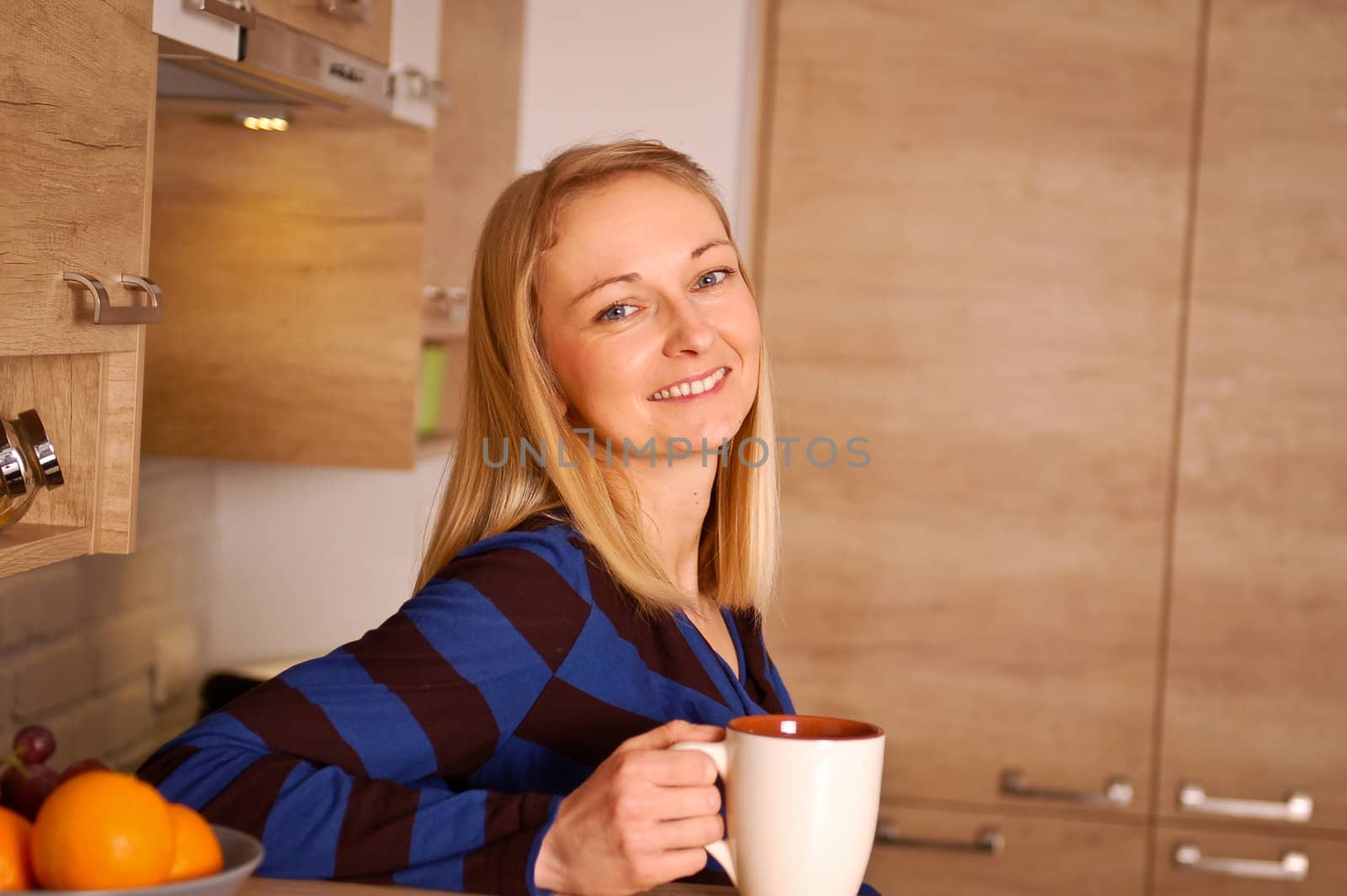 Young woman enjoying her tea break