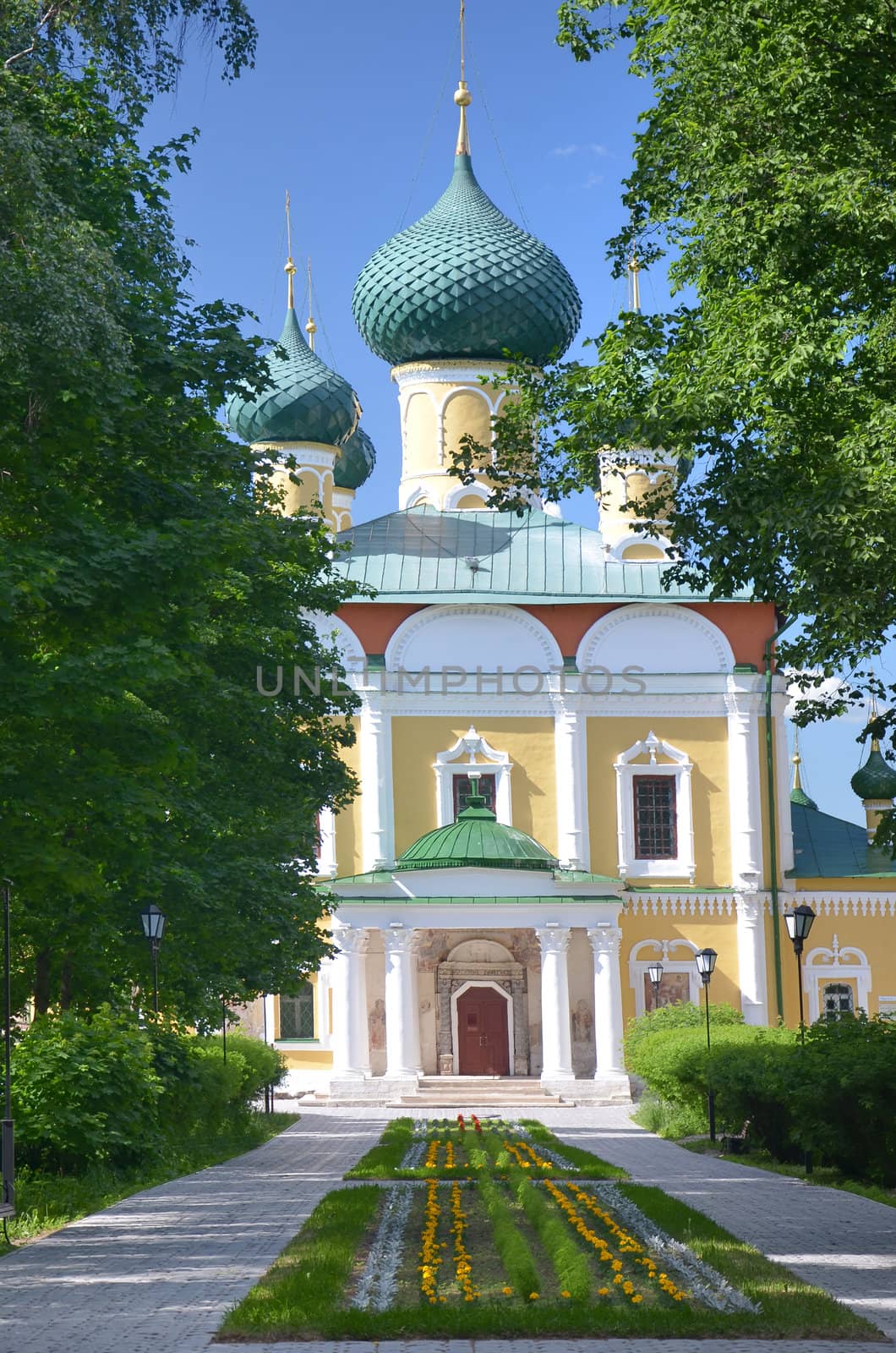 Russian Church  in green park in summer time