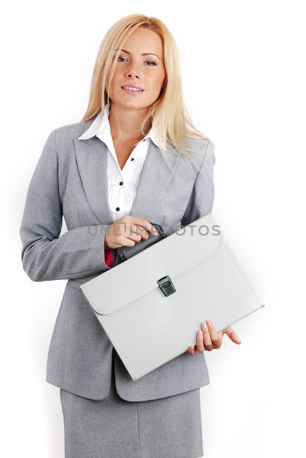 woman call with case isolated on white