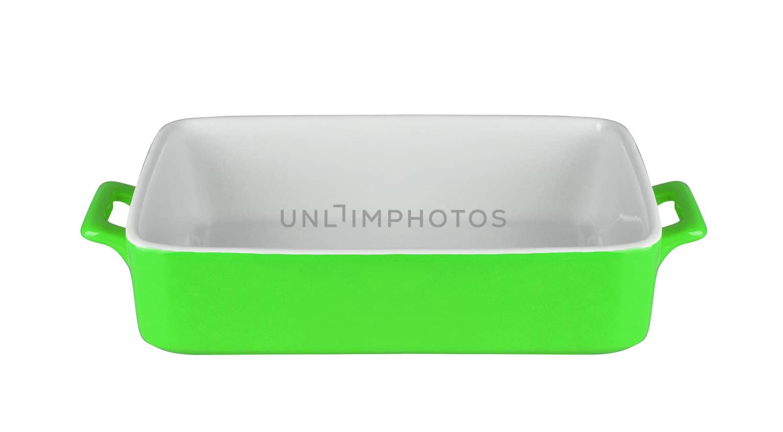 empty ceramic rectangular baking dish isolated