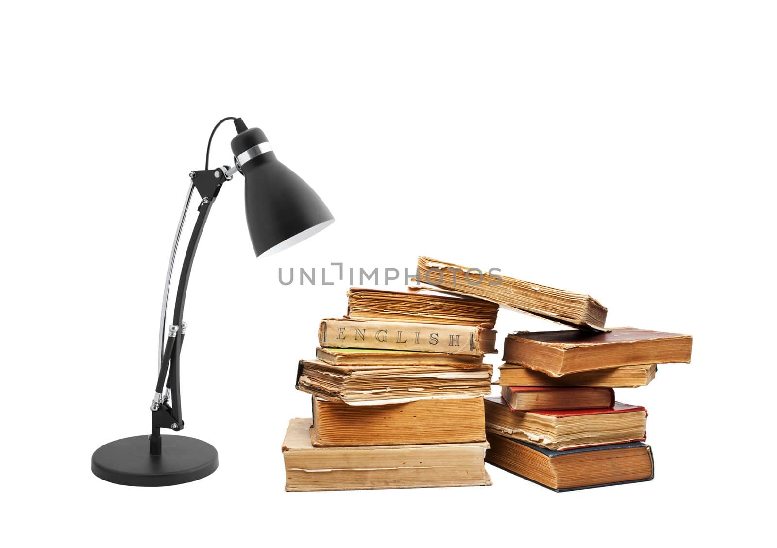 old books with a lamp