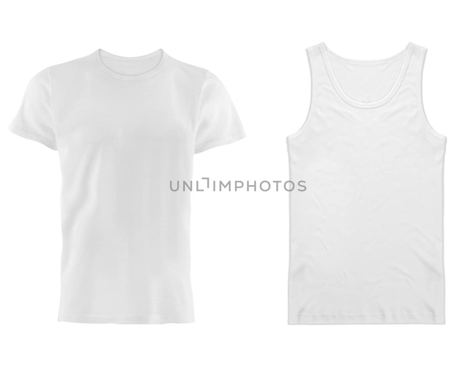 two white T-shirt isolated on white background